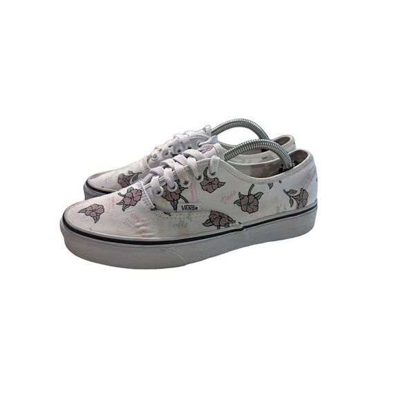 VANS Authentic Low Thank You Floral 507698 White Flowers Womens Size 8 Shoes - Picture 1 of 12